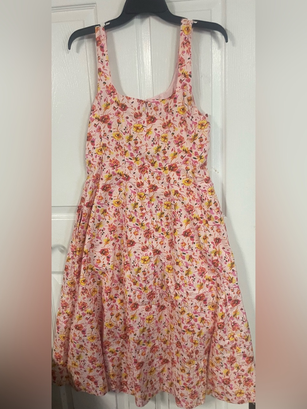 NWT Free Assembly Pink Floral Square Neck Cotton Midi Dress Fit & Flare Sz Small - Picture 8 of 9